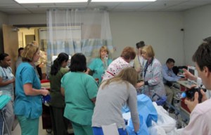 Photo from a Code Response Team training in the VA-Durham GI clinic.